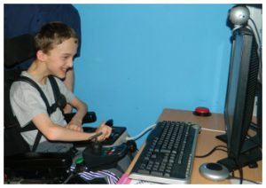 a young client using his computer